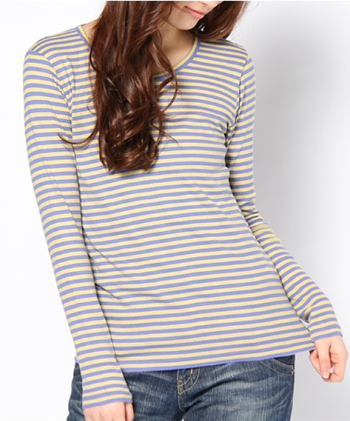 RNA（アールエヌエー）の「L5553-2 フライスボーダーロンT（Tシャツ/カットソー・レディース・エンジ/ピンク/パープル/グリーン/ブルー/オレンジ系その他7/ダークオレンジ/ターコイズブルー/オレンジ/ブラック×レッド/イエロー系その他/パープル系その他/グリーン系その他/オレンジ系その他/ホワイト×ブラック/ホワイト×ブルー/ミント/ブラック×グリーン/グリーン×ピンク/ブラック×イエロー/ブルー系その他/ライトブルー/ベビーピンク・MEDIUM）」の17枚目の写真