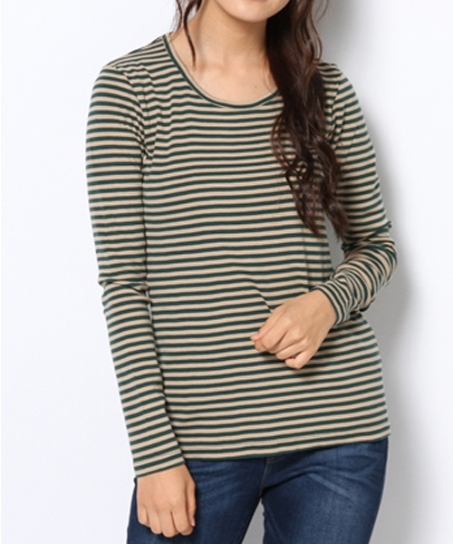 RNA（アールエヌエー）の「L5553-2 フライスボーダーロンT（Tシャツ/カットソー・レディース・エンジ/ピンク/パープル/グリーン/ブルー/オレンジ系その他7/ダークオレンジ/ターコイズブルー/オレンジ/ブラック×レッド/イエロー系その他/パープル系その他/グリーン系その他/オレンジ系その他/ホワイト×ブラック/ホワイト×ブルー/ミント/ブラック×グリーン/グリーン×ピンク/ブラック×イエロー/ブルー系その他/ライトブルー/ベビーピンク・MEDIUM）」の6枚目の写真