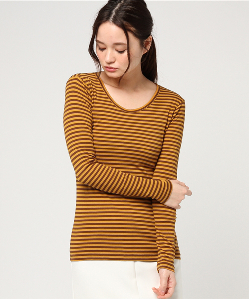 RNA（アールエヌエー）の「L5553-2 フライスボーダーロンT（Tシャツ/カットソー・レディース・エンジ/ピンク/パープル/グリーン/ブルー/オレンジ系その他7/ダークオレンジ/ターコイズブルー/オレンジ/ブラック×レッド/イエロー系その他/パープル系その他/グリーン系その他/オレンジ系その他/ホワイト×ブラック/ホワイト×ブルー/ミント/ブラック×グリーン/グリーン×ピンク/ブラック×イエロー/ブルー系その他/ライトブルー/ベビーピンク・MEDIUM）」の22枚目の写真