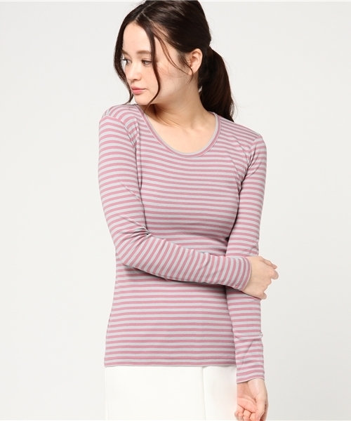 RNA（アールエヌエー）の「L5553-2 フライスボーダーロンT（Tシャツ/カットソー・レディース・エンジ/ピンク/パープル/グリーン/ブルー/オレンジ系その他7/ダークオレンジ/ターコイズブルー/オレンジ/ブラック×レッド/イエロー系その他/パープル系その他/グリーン系その他/オレンジ系その他/ホワイト×ブラック/ホワイト×ブルー/ミント/ブラック×グリーン/グリーン×ピンク/ブラック×イエロー/ブルー系その他/ライトブルー/ベビーピンク・MEDIUM）」の8枚目の写真