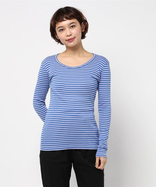 RNA（アールエヌエー）の「L5553-2 フライスボーダーロンT（Tシャツ/カットソー・レディース・エンジ/ピンク/パープル/グリーン/ブルー/オレンジ系その他7/ダークオレンジ/ターコイズブルー/オレンジ/ブラック×レッド/イエロー系その他/パープル系その他/グリーン系その他/オレンジ系その他/ホワイト×ブラック/ホワイト×ブルー/ミント/ブラック×グリーン/グリーン×ピンク/ブラック×イエロー/ブルー系その他/ライトブルー/ベビーピンク・MEDIUM）」の11枚目の写真