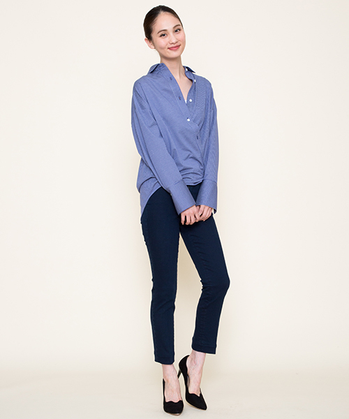 MARIEBELLE JEAN(マリベルジーン)の「MARIEBELLE JEAN ビック2WAYシャツ 33173802(シャツ/ブラウス・レディース・ブルー/ネイビー/ホワイト・S/XS)」の11枚目の写真