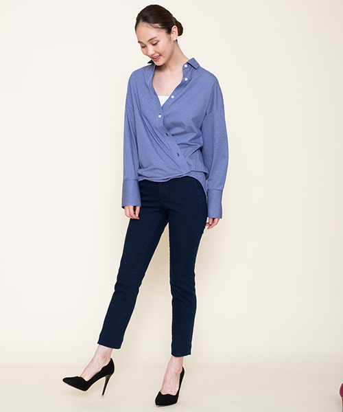 MARIEBELLE JEAN(マリベルジーン)の「MARIEBELLE JEAN ビック2WAYシャツ 33173802(シャツ/ブラウス・レディース・ブルー/ネイビー/ホワイト・S/XS)」の12枚目の写真