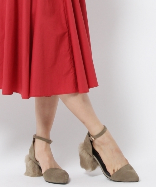 laboratory work（ラボラトリーワーク）の「ファーヒールストラップ付きパンプス（パンプス・レディース・ライトオリーブ/バーガンディー/ブラック・MEDIUM/LARGE）」の9枚目の写真