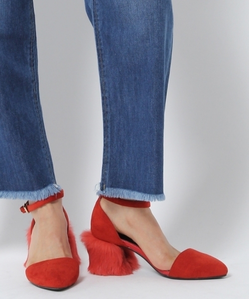 laboratory work（ラボラトリーワーク）の「ファーヒールストラップ付きパンプス（パンプス・レディース・ライトオリーブ/バーガンディー/ブラック・MEDIUM/LARGE）」の10枚目の写真