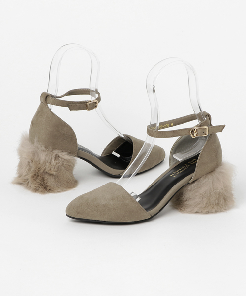 laboratory work（ラボラトリーワーク）の「ファーヒールストラップ付きパンプス（パンプス・レディース・ライトオリーブ/バーガンディー/ブラック・MEDIUM/LARGE）」の3枚目の写真