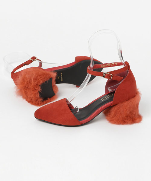 laboratory work（ラボラトリーワーク）の「ファーヒールストラップ付きパンプス（パンプス・レディース・ライトオリーブ/バーガンディー/ブラック・MEDIUM/LARGE）」の4枚目の写真