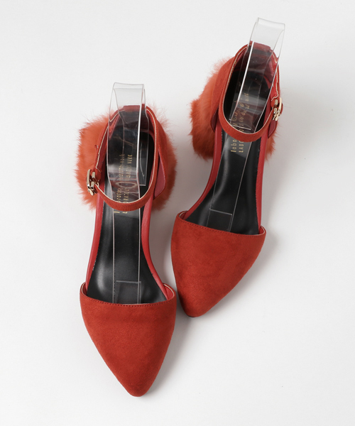 laboratory work（ラボラトリーワーク）の「ファーヒールストラップ付きパンプス（パンプス・レディース・ライトオリーブ/バーガンディー/ブラック・MEDIUM/LARGE）」の5枚目の写真