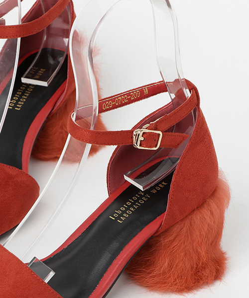 laboratory work（ラボラトリーワーク）の「ファーヒールストラップ付きパンプス（パンプス・レディース・ライトオリーブ/バーガンディー/ブラック・MEDIUM/LARGE）」の6枚目の写真