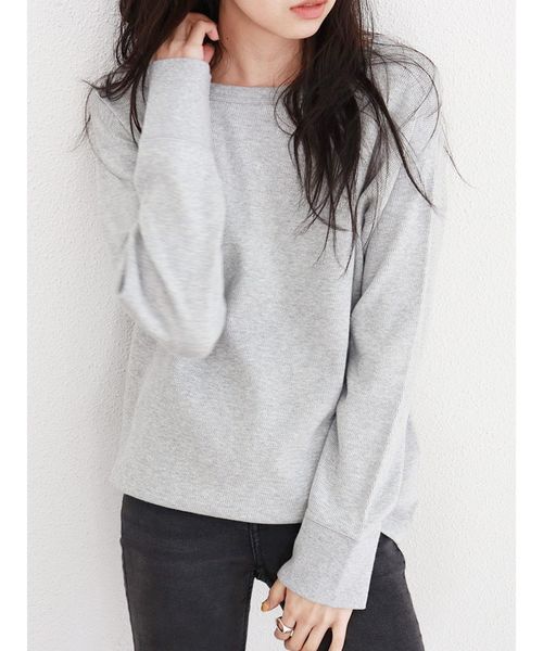 Ungrid（アングリッド）の「ハニカムロングスリーブTee（Tシャツ/カットソー・レディース・オフホワイト/グレー/ブラック/モカ・FREE）」の3枚目の写真