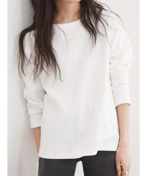 Ungrid（アングリッド）の「ハニカムロングスリーブTee（Tシャツ/カットソー・レディース・オフホワイト/グレー/ブラック/モカ・FREE）」の2枚目の写真