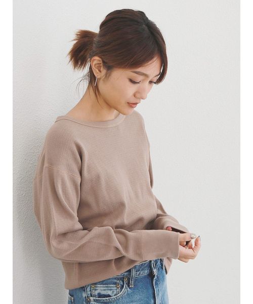 Ungrid（アングリッド）の「ハニカムロングスリーブTee（Tシャツ/カットソー・レディース・オフホワイト/グレー/ブラック/モカ・FREE）」の4枚目の写真