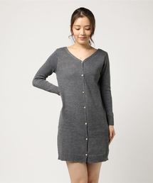 前後で着られて羽織ものとしても！便利な3Way☆パールボタンDesignニットワンピース/レディース[E1764]神戸レタス