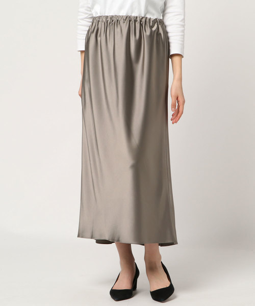 plage（プラージュ）の「Satin Bias ロングスカート◆（スカート・レディース・チャコールグレー/ベージュ・FREE）」の6枚目の写真
