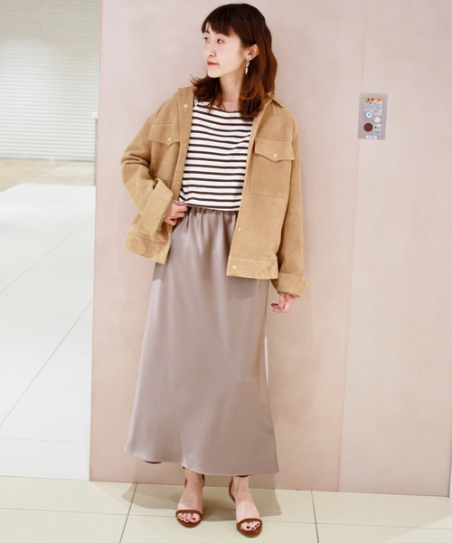 plage（プラージュ）の「Satin Bias ロングスカート◆（スカート・レディース・チャコールグレー/ベージュ・FREE）」の10枚目の写真
