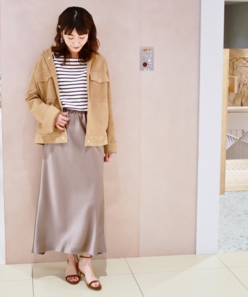 plage（プラージュ）の「Satin Bias ロングスカート◆（スカート・レディース・チャコールグレー/ベージュ・FREE）」の11枚目の写真