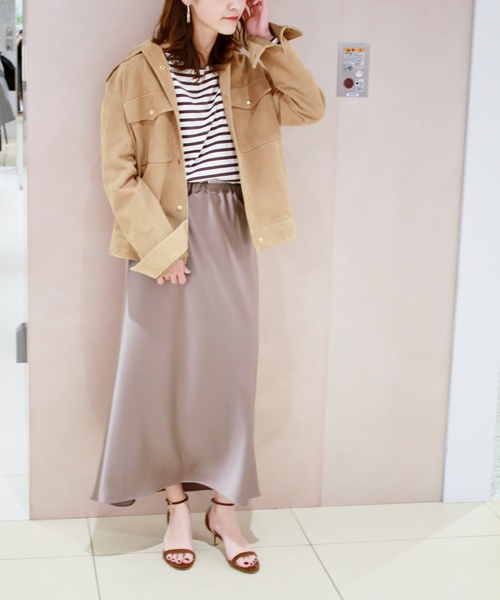 plage（プラージュ）の「Satin Bias ロングスカート◆（スカート・レディース・チャコールグレー/ベージュ・FREE）」の12枚目の写真