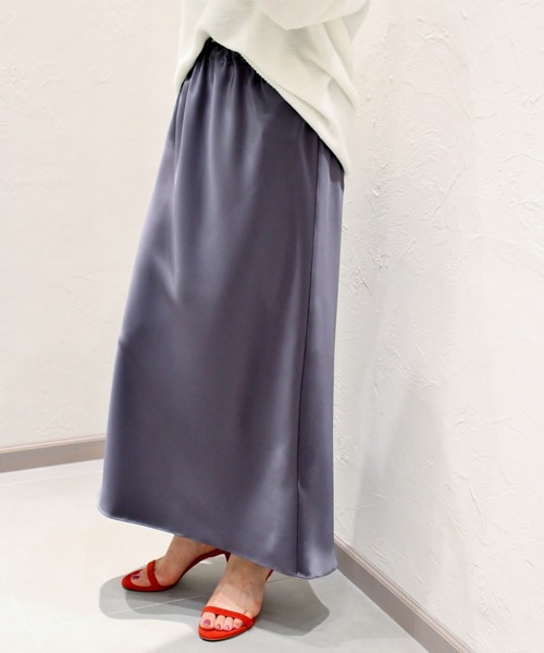 plage（プラージュ）の「Satin Bias ロングスカート◆（スカート・レディース・チャコールグレー/ベージュ・FREE）」の19枚目の写真