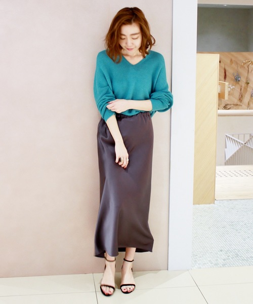 plage（プラージュ）の「Satin Bias ロングスカート◆（スカート・レディース・チャコールグレー/ベージュ・FREE）」の22枚目の写真