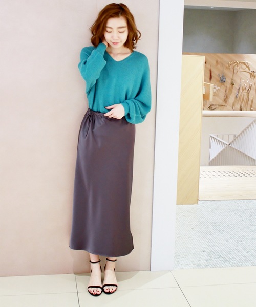 plage（プラージュ）の「Satin Bias ロングスカート◆（スカート・レディース・チャコールグレー/ベージュ・FREE）」の17枚目の写真