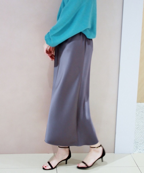 plage（プラージュ）の「Satin Bias ロングスカート◆（スカート・レディース・チャコールグレー/ベージュ・FREE）」の20枚目の写真