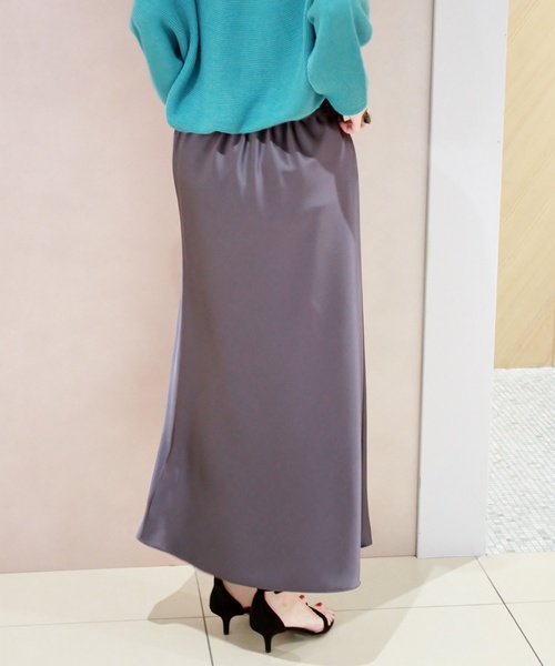 plage（プラージュ）の「Satin Bias ロングスカート◆（スカート・レディース・チャコールグレー/ベージュ・FREE）」の18枚目の写真