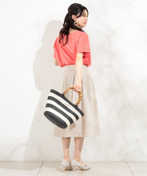 un dix cors（アンディコール）の「バンブーハンドルカゴBAG（かごバッグ・レディース・その他19/グレー・ﾌﾘ-）」の10枚目の写真