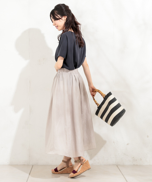 un dix cors（アンディコール）の「バンブーハンドルカゴBAG（かごバッグ・レディース・その他19/グレー・ﾌﾘ-）」の14枚目の写真