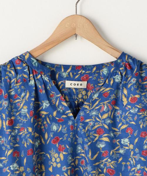 coen（コーエン）の「コットンサテン小花柄ブラウス(フラワープリントブラウス)（シャツ/ブラウス・レディース・ネイビー/レッド・FREE）」の11枚目の写真