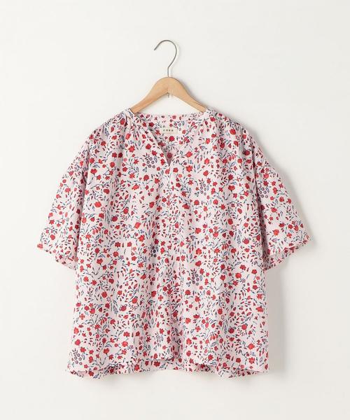 coen（コーエン）の「コットンサテン小花柄ブラウス(フラワープリントブラウス)（シャツ/ブラウス・レディース・ネイビー/レッド・FREE）」の10枚目の写真