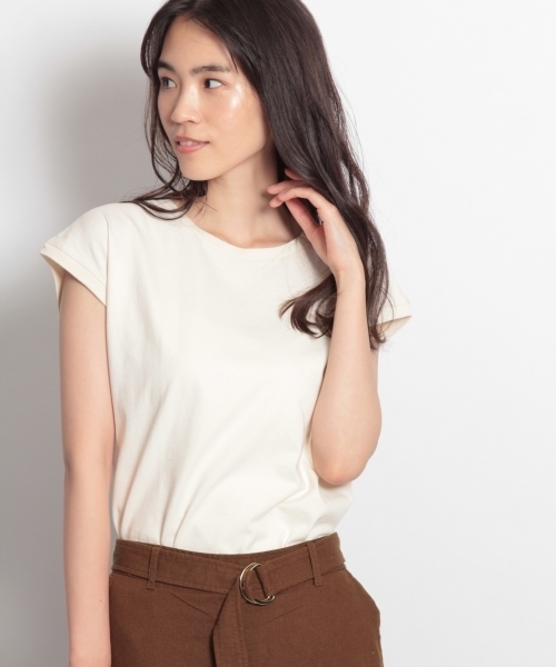 niko and...（ニコアンド）の「USAコットンフレンチ袖UVプルオーバー（Tシャツ/カットソー・レディース・ダークブラウン/レッド/マスタード/アイボリー/ベージュ/ブラック・MEDIUM/LARGE）」の8枚目の写真