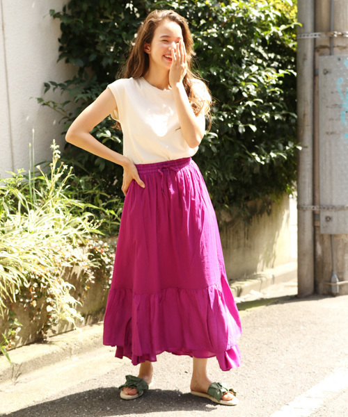 niko and...（ニコアンド）の「USAコットンフレンチ袖UVプルオーバー（Tシャツ/カットソー・レディース・ダークブラウン/レッド/マスタード/アイボリー/ベージュ/ブラック・MEDIUM/LARGE）」の7枚目の写真