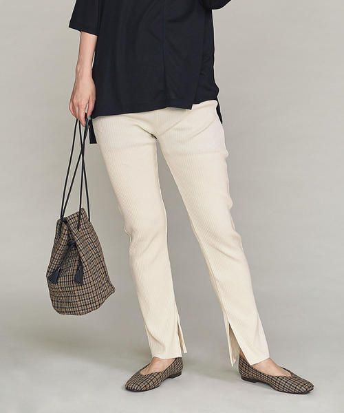 BEAUTY&YOUTH UNITED ARROWS（ビューティーアンドユースユナイテッドアローズ）の「BY コットンリブスリットパンツ о（その他パンツ・レディース・オフホワイト/グレー/ブラック・FREE）」の2枚目の写真