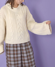 w closet | ケーブルビッグ袖プルオーバー_(ニット/セーター)