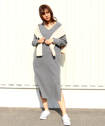 n'ee-ne | 「WEB限定」ライト起毛リブワンピース(ワンピース)