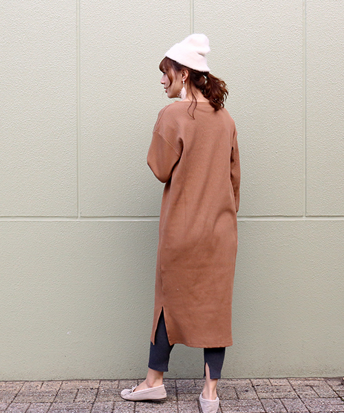 n'ee-ne(ネーネ)の「リブワンピース(ワンピース・レディース・ブラック/グリーン/スミクロ/キャメル/杢グレー/ピンクベージュ/ライトグレー・FREE)」の11枚目の写真