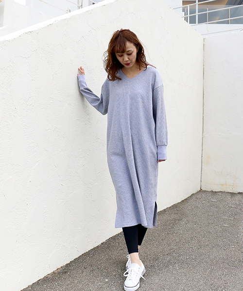 n'ee-ne(ネーネ)の「リブワンピース(ワンピース・レディース・ブラック/グリーン/スミクロ/キャメル/杢グレー/ピンクベージュ/ライトグレー・FREE)」の17枚目の写真