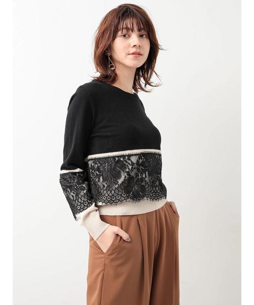 YECCA VECCA(イェッカヴェッカ)の「・配色レースニットプルオーバー(ニット/セーター・レディース・ブラック/ベージュ/グリーン系その他3・FREE)」の12枚目の写真