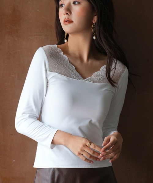 SAISON DE PAPILLON（セゾンドパピヨン）の「レースインナートップス（キャミソール・レディース・ホワイト/ブラック/ブルー/ホワイト系その他/ブラック系その他/モカ/ベージュ系その他・フリー）」の3枚目の写真