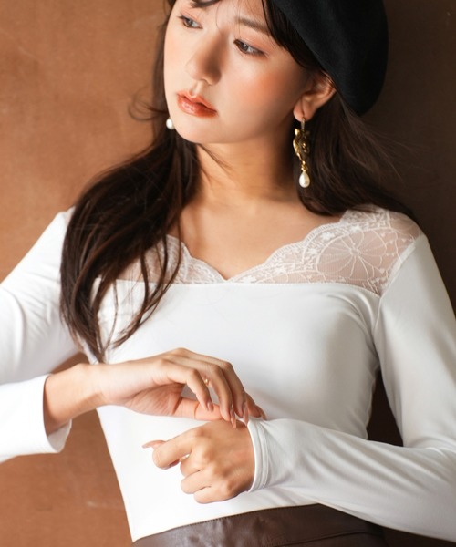 SAISON DE PAPILLON（セゾンドパピヨン）の「レースインナートップス（キャミソール・レディース・ホワイト/ブラック/ブルー/ホワイト系その他/ブラック系その他/モカ/ベージュ系その他・フリー）」の21枚目の写真