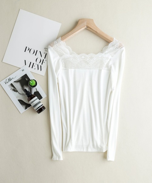 SAISON DE PAPILLON（セゾンドパピヨン）の「レースインナートップス（キャミソール・レディース・ホワイト/ブラック/ブルー/ホワイト系その他/ブラック系その他/モカ/ベージュ系その他・フリー）」の12枚目の写真