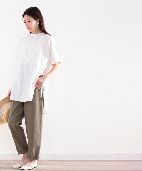 classicalelf(クラシカルエルフ)の「大人のリラクシー感。コットンのタック入りテーパードパンツ(スラックス・レディース・ブラック/ベージュ/カーキ/アイボリー・SMALL/MEDIUM/LARGE/X-LARGE/XX-LARGE)」の10枚目の写真