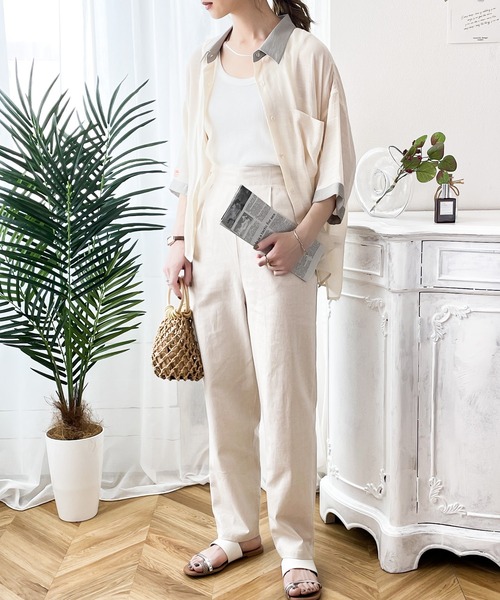 classicalelf(クラシカルエルフ)の「大人のリラクシー感。コットンのタック入りテーパードパンツ(スラックス・レディース・ブラック/ベージュ/カーキ/アイボリー・SMALL/MEDIUM/LARGE/X-LARGE/XX-LARGE)」の17枚目の写真