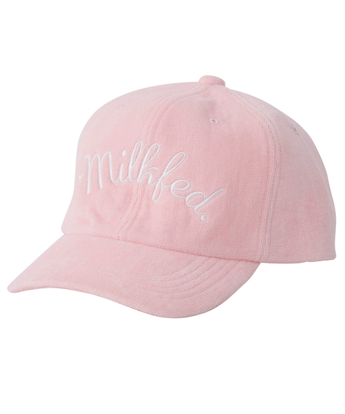 MILKFED.(ミルクフェド)の「PILE GIRLY CAP (キャップ/パイル地/パステルカラー/ロゴ)(キャップ・レディース・ライトグリーン/ネイビー/ピンク・ONESIZE)」の3枚目の写真