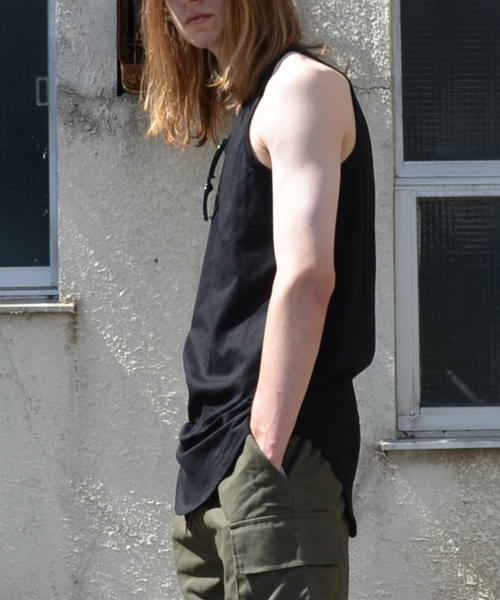 WESTBOY(ウエストボーイ)の「【WB ORIGINALS】Long length tank top(タンクトップ・メンズ・ホワイト/グレー/ブラック×ホワイト/Black・FREE)」の3枚目の写真