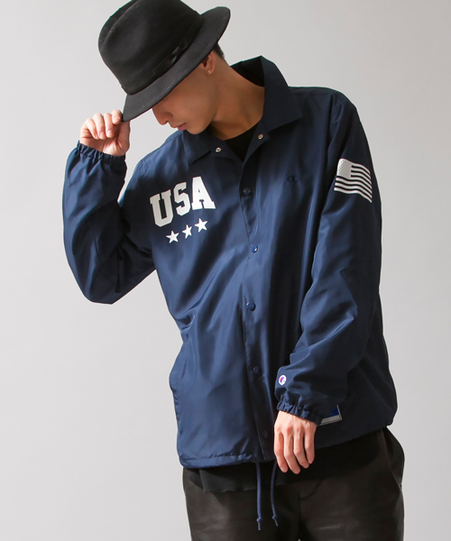 MONKEY TIME（モンキータイム）の「＜MT×Champion＞∴ COACH JKT/ブルゾン（ナイロンジャケット・メンズ・ネイビー/ブラック・X-LARGE/LARGE/MEDIUM）」の5枚目の写真