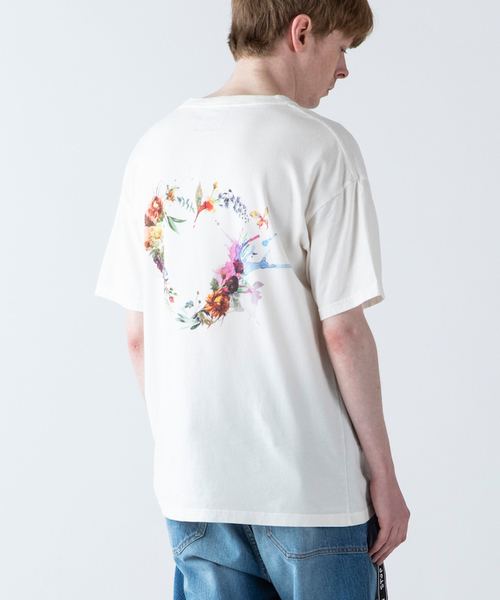 [VITAL SIGN] ブルーフラワー スリムフィット Tシャツ ブルー（青）系 VITAL SIGN(バイタルサイン) Tシャツ