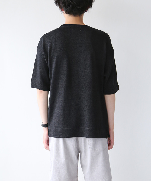 quadro(クオドロ)の「和紙×レーヨン天竺ドロップショルダークルーN.P/O(Tシャツ/カットソー・メンズ・ブラック/グレー/サンドベージュ・MEDIUM/LARGE)」の16枚目の写真