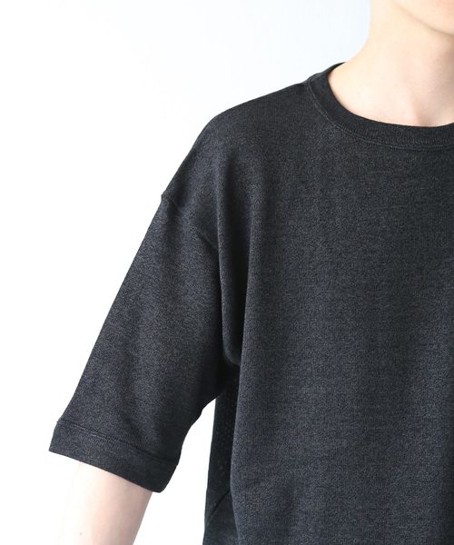 quadro(クオドロ)の「和紙×レーヨン天竺ドロップショルダークルーN.P/O(Tシャツ/カットソー・メンズ・ブラック/グレー/サンドベージュ・MEDIUM/LARGE)」の12枚目の写真