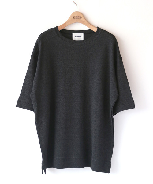quadro(クオドロ)の「和紙×レーヨン天竺ドロップショルダークルーN.P/O(Tシャツ/カットソー・メンズ・ブラック/グレー/サンドベージュ・MEDIUM/LARGE)」の6枚目の写真